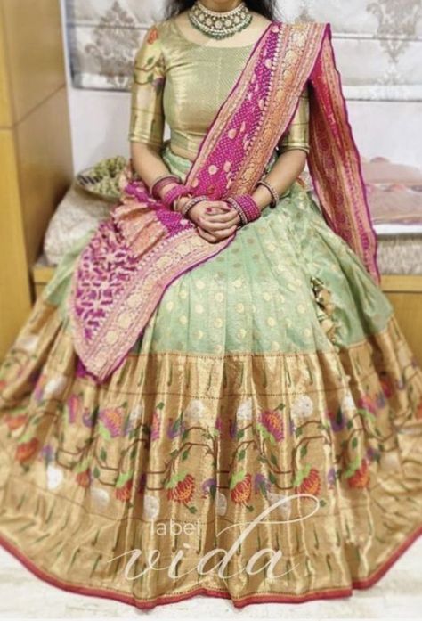 Zari Kota Lehenga, Kota Lehenga, Kids Lehenga Choli, Latest Bridal Blouse Designs, Half Saree Lehenga, Kids Lehenga, Designer Bridal Lehenga, Saree Blouse Patterns, Half Saree Designs