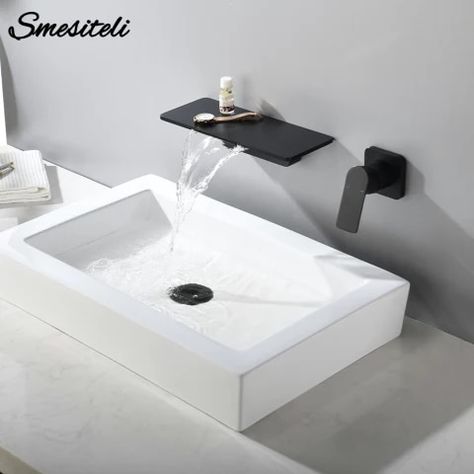 High Quality Solid Brass Deck Mounted With spray gun Double Jointed Pot Filler Kitchen Sink Faucet Cold OR heat Water Tap|Kitchen Faucets| - AliExpress Wall Sink Faucet, Waterfall Sink Faucet, Wall Sink, Metal Tub, Waterfall Bathroom, Bathroom Faucets Waterfall, Wall Mount Faucet Bathroom, Vessel Sink Faucet, Waterfall Faucet