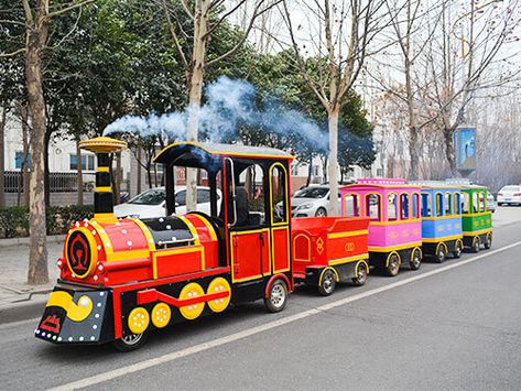 Trackless Train Ride | Amusement Park Train For Kids Wholesale Boardwalk Carnival, Kids Amusement Park, Trackless Train, La Christmas, Booster Club, Homecoming Parade, Kids Carnival, Kiddie Rides, Children Park