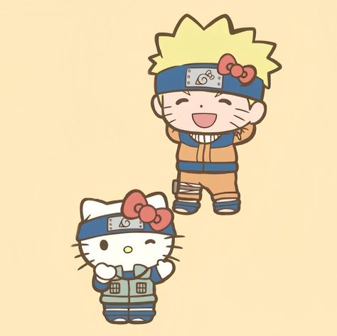 for sanrio x naruto Naruto X Hello Kitty, Sanrio Naruto, Naruto X Sanrio, Sanrio Pokemon, Naruto Hello Kitty, Baby Naruto, Chibi Naruto, Naruto Pfp, Naruto Aesthetic