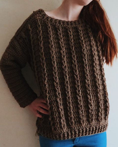 Cable Sweater Pattern, Start Crocheting, Crochet Sweater Free, Crochet Jumper, Crochet Sweater Pattern Free, Boyfriend Sweater, Crochet Cable, Crochet Size, Minecraft Pixel Art