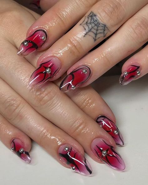 Racing Nails, Airbrush Nail Art, Airbrush Nails, Simple Acrylic Nails, How To Grow Nails, Pretty Gel Nails, Almond Nail, Aesthetic Tiktok, Instagram Nails