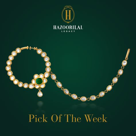 #PickOfTheWeek: The finishing touch to a bride’s attire. #Hazoorilal #Jewelry #Nath #NoseRing #KundanPolki #HazoorilalLegacy Gold Nathiya Design, Nathiya Design, Wedding Nath, Nose Jewellery, Bridal Nath, Nose Ring Designs, Bridal Jewellry, Nath Nose Ring, Hyderabadi Jewelry