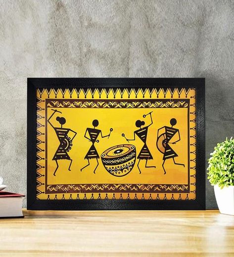 Warli Art Painting, Warli Paintings, Worli Painting, Gond Art, Warli Art, Modern Art Canvas Painting, Yellow Wood, Mandala Art Lesson, Art And Craft Videos