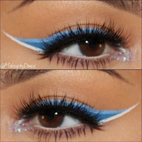 Edgy Eye Makeup, White Eye Makeup, Gorgeous Makeup Looks, Blue Makeup Looks, Show Makeup, White Eyeshadow, Rave Makeup, Graphic Makeup, Swag Makeup