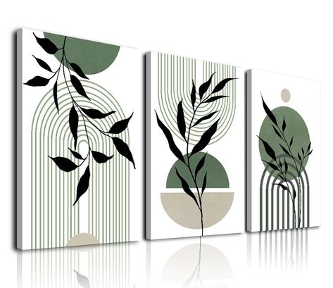 PRICES MAY VARY. 【Framed Boho Wall Art Decor】 The size of the boho wall decor set is: 12x16inch (30x40cmx3pcs). With trendy sage green color, the green wall art is perfect for living room, bedroom, nursery or office. You are sure to enjoy this modern neutral Bohemian style art print every day! 【Durable & Waterproof Canvas Wall Art】This beautiful modern boho wall art is printed on premium quality canvas and using the finest fade-resistant ink, which will not fade over time. And each art print is Diy Modern Boho Wall Art, Boho Paint Designs On Wall, Artwork For Living Room Wall Art, Boho Canvas Art Diy, Canvas Artwork Painting, Boho Artwork, Boho Painting, Sage Green Walls, Wall Canvas Painting