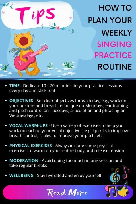 How To Plan Your Weekly Singing Practice Routine (Tips)|#learningvocals, #HowtoSingBetter, #howtosinghighnotestips #startlearningsinging, #learnsingingathome How To Learn Singing At Home, How To Practice Singing, Voice Exercises, Vocal Exercises Singing, Singing Practice, Songwriting Prompts, Writing Songs Inspiration, Vocal Warmups, Learn To Play Piano