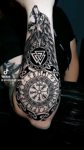 Viking Tattoos For Men, Viking Tattoo Symbol, Viking Tattoo Sleeve, Vikings Tattoo, Wolf Tattoo Sleeve, Forearm Band Tattoos, Rune Tattoo, Cool Arm Tattoos, Wrist Tattoos For Guys