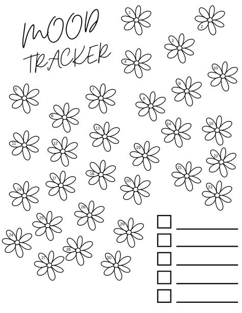 Track your mood with this colorful flower-themed printable. Each flower represents a different feeling, so you can easily see how you're feeling over time. Perfect for anyone who wants to better understand their Flower Mood Tracker, Mode Tracker, Cute Mood Tracker, Mental Journal, Ipad Diary, Mood Tracker Template, Mood Log, Bujo Templates, Monthly Mood Tracker