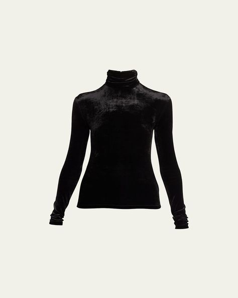 Velvet Turtleneck Top Velvet Turtleneck, 2020s Fashion, Velvet T Shirt, Turtleneck T Shirt, Saint Laurent Bags, Latest T Shirt, Cashmere Turtleneck, Turtleneck Top, 10 22