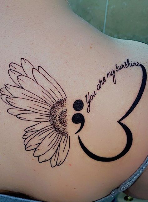 Mother Daughter Tattoos Medium Size, Strength Drawing Inspiration, Butterfly Quote Tattoos For Women, Wrist Tattoos For Women Semicolon, Watercolor Butterfly Semicolon Tattoo, Sunflower With Semicolon Tattoo, Semicolon Tattoos For Women, Cute Small Fine Line Tattoos, Meaningful Tattoos For Lost Loved Ones Butterfly