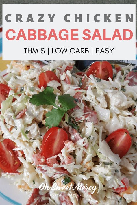 My Crazy Chicken Cabbage Salad is a quick and easy lunch or snack, perfect for low carb THM S meals! Get creative, get crazy, and make it your own! #thm #salads #lowcarb #easy #recipes Chicken Cabbage Salad, Cabbage Salads, Thm Salads, Snack Quick, Chicken Cabbage, Chicken And Cabbage, Recipes Lunch, Trim Healthy Mama Recipes, Crazy Chicken