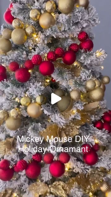 Disney at Home on Instagram: "A new spin on an old favorite! We love how @inspiredchick updated her tree decor with this affordable Mickey Mouse Ornament DIY! 🎄❤️" Mickey Mouse Theme Christmas Tree, Dollar Tree Mickey Mouse Diy, Minnie Mouse Christmas Tree Ideas, Diy Mickey Ornaments, Mickey Ornaments Diy, Disney Ornaments Diy Ideas, Mickey Mouse Tree Christmas, Disney Christmas Garland, Disney Theme Christmas Tree