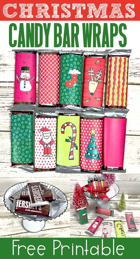 Free Printable Candy Bar Wrappers for Christmas - Laura Kelly's Inklings Hershey Bar Christmas Wrappers Free Printable, Hershey Bar Gift Ideas, Free Printable Chocolate Bar Wrappers, Christmas Candy Wrappers Printable Free, Candy Wrappers Template Printables Free, Christmas Candy Crafts Homemade Gifts Easy Diy, Free Candy Bar Wrapper Printables, Candy Bar Christmas Gifts, Candy Bar Wrappers Christmas