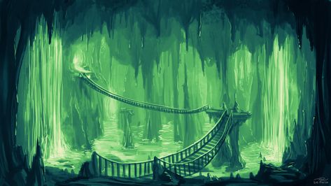 ArtStation - Underground Cavern - Commission Underground Cavern, Photoshop Landscape, Underground Cities, D D Maps, Scene Art, Lake Landscape, Fantasy Setting, Blue Dragon, Green Art