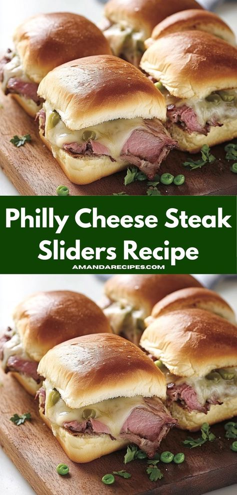 Savor the taste of Philadelphia with these delightful sliders. Packed with seasoned steak, onions, and rich cheese, they’re a simple yet satisfying option for parties or family dinners. Quick Dinner Ideas For Two, Cheese Steak Sliders, Philly Cheese Steak Sandwich Recipe, Cheese Steak Sandwich Recipe, Steak Sliders, Philly Cheesesteak Sliders, Easy Dinner Ideas For Family, Steak Sandwich Recipe, Fun Dinner Ideas