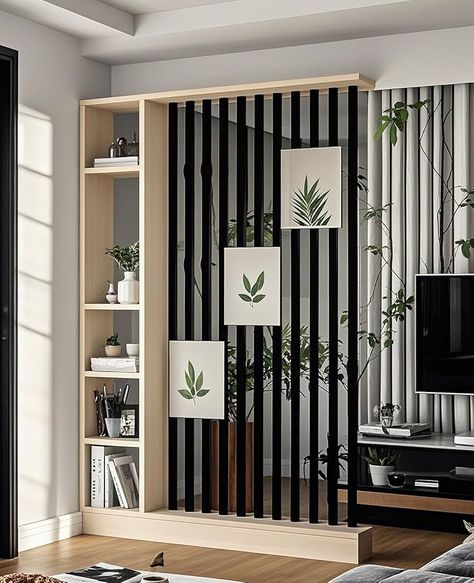 Amazon.com - Wall Room Divider, Storage Cabinet Storage Display with Shelves, Modern Freestanding Wood Room Divider Screen, Wall Privacy Screens for Home Office Decorative (Grey,55" L x 9.5" W x 79.5" H) Timber Room Divider, Shelf Wall Divider, Wood Wall Divider, Studio Divider Ideas, Plant Room Divider, Dividing Rooms Without Walls, Shared Room Divider Ideas, Wall Divider Ideas, Room Divider Storage