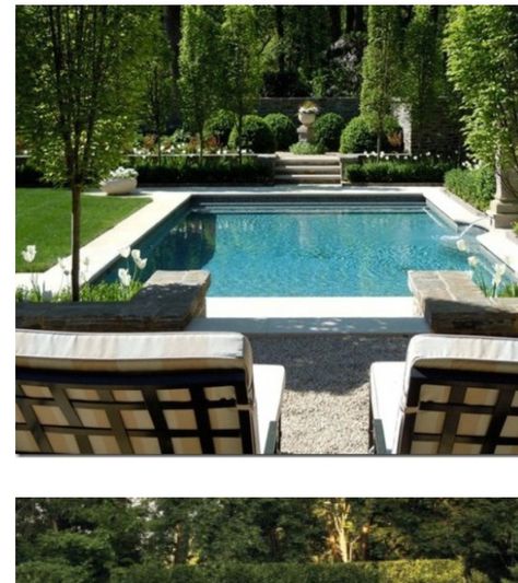 pool-clean boarder around pool- fine pea gravel with recliners- grass area to left Hampton Garden, Moderne Pools, Backyard Plan, Backyard Landscaping Plans, Dream Pools, Beautiful Pools, Swimming Pool Designs, East Hampton, Garden Pool