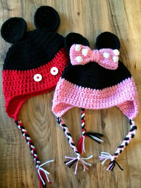 Crochet Mickey Mouse Hat, Pola Kupluk, Crochet Minnie Mouse Hat, Crochet Minnie Mouse, Crochet Mickey Mouse, Crochet Character Hats, Disney Crochet Patterns, Mickey Mouse Hat, Crochet Baby Hat Patterns