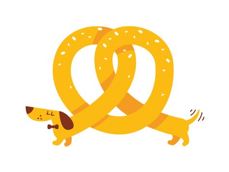 Pretzel Dog by Manu Pretzel Dog, Pretzel Dogs, Dog Shirt Design, Dachshund Pattern, Pink Tattoo, Dachshund Design, Logo Face, Animal Icon, Dog Books