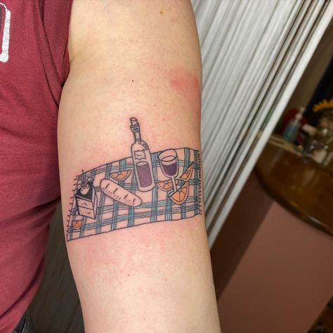 Picnic Basket Tattoo, Blanket Tattoo, Picnic Tattoo, Picnic Date, Line Tattoos, Get A Tattoo, Traditional Tattoo, New Tattoos, Cute Tattoos