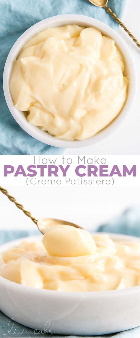 Easy Upscale Desserts, Creme Patissiere Recipe, Easy Pastry Cream, Homemade Custard Recipe, Easy Pastry, How To Make Pastry, Donuts Recipes, Pastry Cream Recipe, Cake Filling Recipes