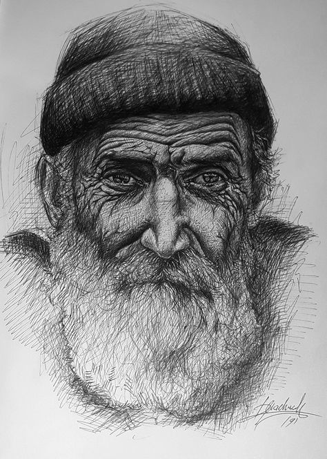 Old man by Dejan Machukov Old Man Portrait, Human Sketch, Man Drawing, Pencil Portrait Drawing, Man Sketch, Man Portrait, Charcoal Portraits, Mythology Tattoos, Object Drawing