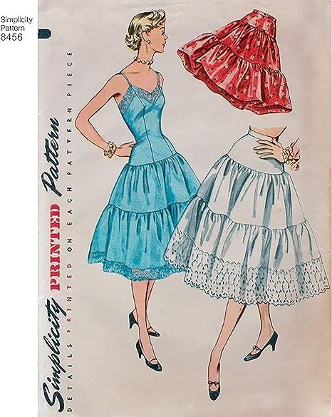 Amazon.com: Simplicity US8456R5 1950's Fashion Women's Vintage Slip and Petticoat Sewing Patterns, Sizes 14-22 : Arts, Crafts & Sewing 1950 Fashion Women, Vintage Skirt Pattern, Retro Dress Pattern, Petticoat Pattern, 1950s Dress Patterns, Vintage Slip, Vintage Dress Patterns, Lace Bands, Vintage Slips