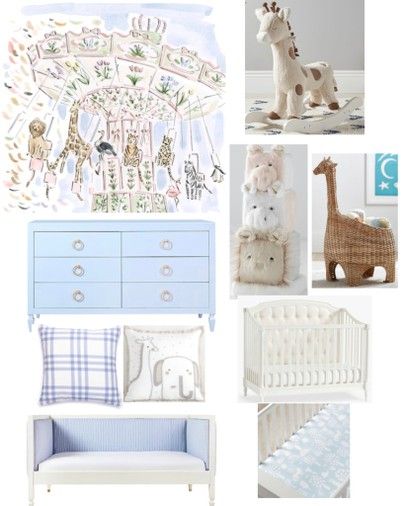 Carousel Nursery Theme, Pastel Animal Nursery, Zoo Animal Nursery Theme, Blue Safari Nursery, Girls Bedroom Toddler, Carousel Nursery, Blue Green Nursery, Baby Girls Bedroom, Play Room Kids