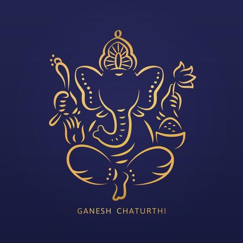 Ganesh chaturthi design with golden line style Ganesha on blue background Ganesha Vector, Ganesh Chaturthi Messages, Teal Sofa Living Room, Vinayagar Chaturthi, Golden Line, Happy Ganesh Chaturthi, Ganesh Chaturthi, Needle Art, Vector Photo