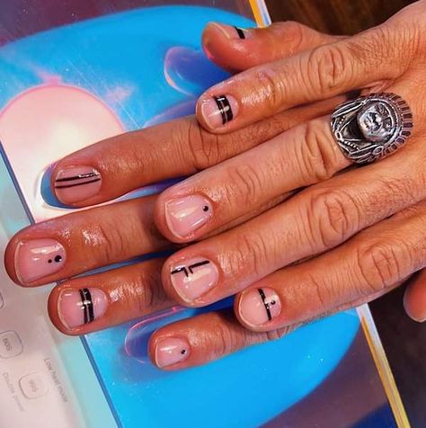 32 Nail Design Ideas for Men Men’s Black Nails, Mens Clear Nails With Design, Buff And Shine Nail Designs For Men, Mens Nail Art Designs, Boy Nails Ideas, Masculine Nails Designs, Nail Ideas For Guys, Mens Nails Design Simple, Men’s Nails Design