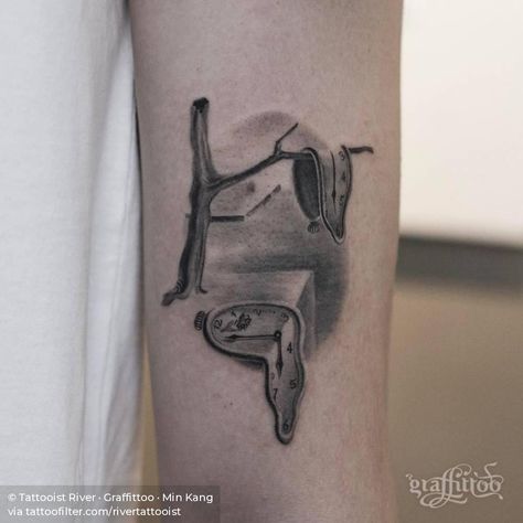 Persistence Of Time Tattoo, Salvador Dali Persistence Of Memory Tattoo, Persistence Of Memory Tattoo, Dali Clock Tattoo, Salvador Dali Tattoo, Stay Strong Tattoo, Dali Clock, Clock Tattoos, First Tattoo Ideas