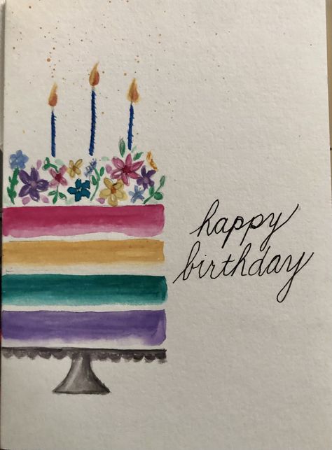 Watercolor birthday cake candles floral Birthday Cake Watercolor, Watercolor Birthday Cake, Watercolor Fireworks, Fireworks Cake, Modern Birthday Cakes, Birthday Cake Candles, Candle Drawing, Watercolour Cards, Diy Birthday Cake