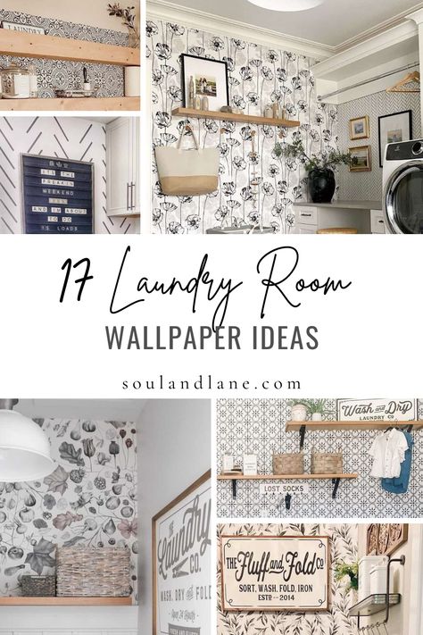 Say goodbye to uninspiring laundry rooms and hello to an injection of style! Elevate your space with these laundry room wallpaper ideas that will breathe new life into the drabness. From whimsical patterns to bold designs, find inspiration to create a laundry room that is as visually pleasing as it is functional. Make laundry day something to look forward to! Wallpaper In Laundry Rooms, Laundry Room Design With Wallpaper, Best Laundry Room Wallpaper, Wallpaper Ideas Laundry Room, Laundry Room Ideas With Wallpaper, Laundry Closet Wallpaper, Laundry Room Wallpaper Designs, Laundry Room Design Wallpaper, Wallpaper For Laundry Room Small Spaces