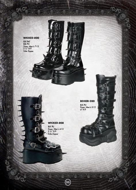 Demonia Kera 08, Demonia Catalog, Demonia Stomp 08, Demonia Slacker 200, Demonia Slay 206, Demonia Damned 318, Demonia Boots, Goth Shoes, Gothic Shoes