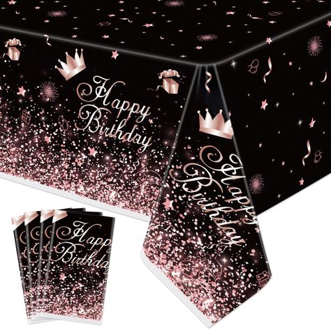 PRICES MAY VARY. 4 Pack Black Rose Gold Tablecloths: Dot Confetti Tablecloths are made of High-Quality Material that do not rip or tear easily. Each package includes a Pack of 4, Rectangular Table Covers that Fit Most Average Sized Tables Rectangle Size: Measures 51x86inch/130x220cm, it’s long and large enough for table decorations for your party, making your party impressive and memorable. Excellent choice when you are searching for rectangular plastic party tablecloths Perfec For Many Occasion Gold Theme Birthday, Fall Party Decorations, Construction Theme Birthday Party, Rose Gold Theme, Rose Gold Confetti, Party Table Cloth, Rose Gold Party, Gold Birthday Party, Gold Theme