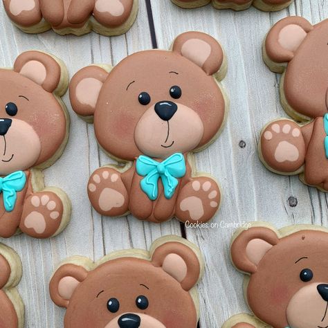 Teddy Bear Baby Shower Cookies, Bear Baby Shower Cookies, Vom Avea Un Copil, Bear Baby Shower Cake, Paying It Forward, Teddy Bear Cookies, Bear Baby Shower Theme, Bear Cookies, Sugar Cookie Designs