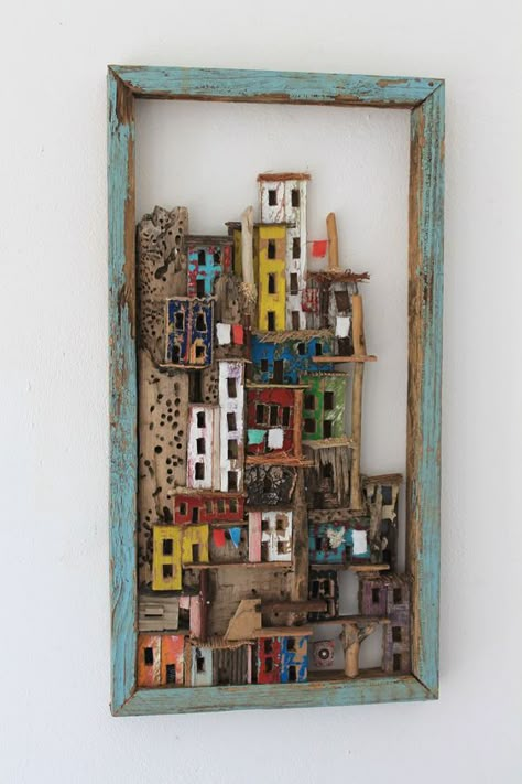 rock village: Diy Rustic Home, Found Object Art, Driftwood Crafts, Miniature Houses, Assemblage Art, Driftwood Art, Cool Stuff, Found Object, Rustic Diy