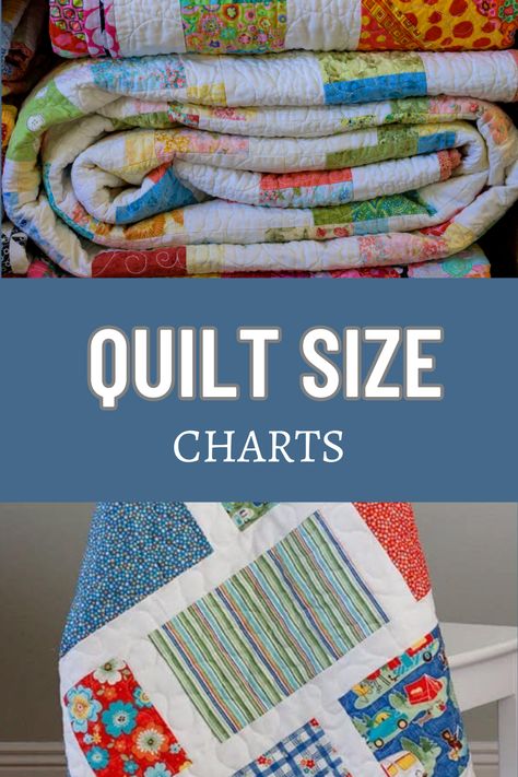 Navigate quilting with precision using our quilt size charts guide. Easily determine dimensions for various quilting projects with our comprehensive chart. Simplify your crafting process and create perfectly sized quilts, ensuring your projects turn out beautifully every time. Twin Size Quilt Measurements Squares, Quilts Sizes Chart, Size Of King Size Quilt, Twin Blanket Size Chart, Standard Quilt Sizes, Quilt Sizes Measurements, Size Of Quilts, King Quilt Size Measurements, Twin Quilt Size Chart