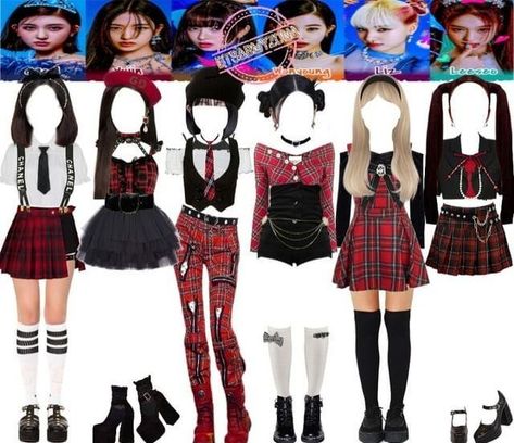 Ive Lovedive Outfits, Ive Inspired Outfits Kpop, Kpop Group Outfits Ideas 6 Members, Kpop Stage Outfits Ideas 6 Members, Ive Love Dive, Super Power Girl, Liz Rei, Polyvore Png, Chic Black Outfits