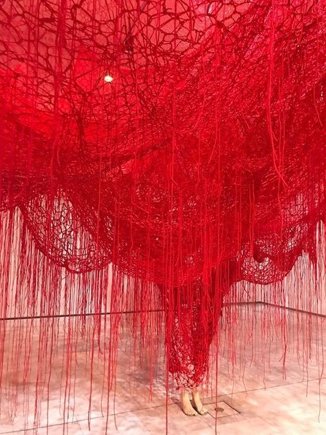 Chiharu Shiota, Japanese Fan, A Level, Red String, Red Thread, Red Art, A Level Art, Contemporary Artwork, Japanese Artists