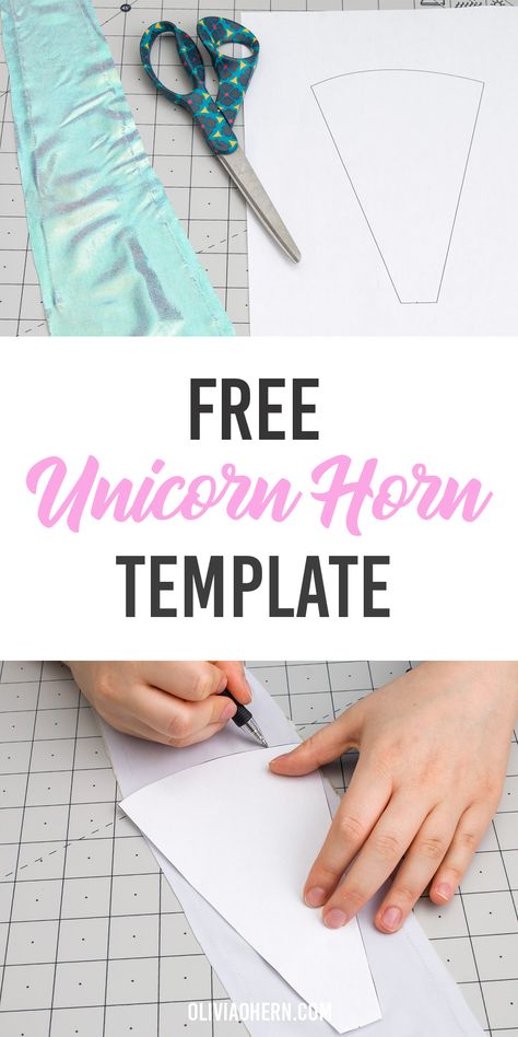 Download this template for the perfect unicorn horn. Unicorn Cricut Projects, Unicorn Horn Printable, How To Make Unicorn Horn, Unicorn Horn Template, Unicorn Horn Diy, Horn Template, Unicorn Crafts Diy, Unicorn Fluff, Diy Unicorn Horn