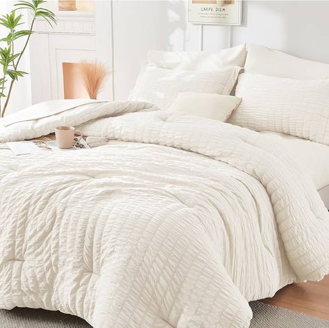 Amazon.com: HYMOKEGE Beige Full Size Comforter Sets Seersucker 7 Pieces, All Season Luxury Bed in a Bag for Bedroom, Bedding Set with Comforters, Sheets, Pillowcases & Shams : Home & Kitchen Full Size Comforter Sets, Full Size Comforter, King Size Comforter Sets, King Size Comforters, Twin Comforter Sets, Bed Comforter Sets, Bedroom Bedding, Luxury Bed, Twin Comforter