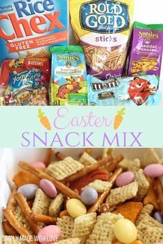 Easter Snack Mix, perfect for egg hunts, playdates and more! Easter Lunch For Kids, Easter Camping Ideas, Easter Snacks For Kids, Easter Snack Ideas, Easter Breakfast Ideas, Easy Easter Snacks, Crowd Meals, Easter Snack Mix, Easter Camping