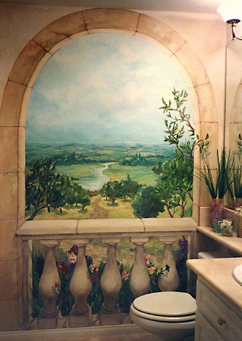 Cottage Garden Murals | These are the kind of murals I desire. Omg . i would be so happy ... Bathroom Mural, Window Mural, Wall Murals Painted, 3d Street Art, Faux Painting, Murals Street Art, Tole Painting, Mural Painting, Mural Art