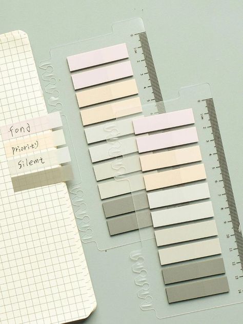 How To Use Index Sticky Notes, Sage Green School Supplies, Cute Supplies For School, Aesthetic Post It Notes, Stationary Supplies Notebooks, Post Its Aesthetic, Minimalist School Supplies, Post It Aesthetic, School Supplies Shein