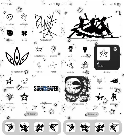 Omori Icons For Apps Black, Omori Icons Black And White, Omori Black And White, Soul Eater App Icons, Soul Eater Soul Icon, Black And White Iphone Layout, Soul Eater Homescreen, Soul Eater Widgets, Black And White Phone Theme