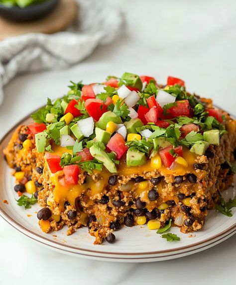 Taco Casserole with Tortillas Recipe - Casserole With Tortillas, Taco Casserole With Tortillas, Layered Taco Bake, Orange Ginger Chicken, Tortillas Recipe, Taco Bake, Mexican Casserole, Taco Casserole, Tortilla Recipe