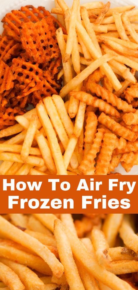 Once you air fry frozen french fries, you will never prepare them a different way! These french fries are crispy on the outside, soft and fluffy on the inside, and fast food level delicious – all in under 15 minutes. Check out the full post for the exact times and temperature to air fry any style of fry: waffle fries, shoestring fries, crinkle cut fries, and more! Air Fryer Frozen Fries, French Fries Air Fryer, Air Fryer Frozen French Fries, Fries Air Fryer, Air Fry French Fries, Frozen Fries, Air Fryer French Fries, Healty Dinner, Frozen French Fries