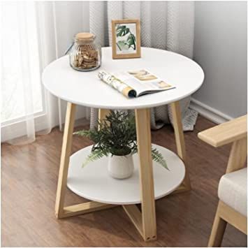 YUEYOULII Small Coffee Table Round Coffee Table Small Round Decorative Coffee Table 2-Layer White Solid Wood Side Table Suitable for Living Room, Office, Etc. Table, Side Table (Color : A) Small Center Table, Small Living Room Table, Side Table Modern, Minimalist Side Table, Furniture For Living Room, Side Tables For Bedroom, White End Tables, Rustic Side Table, Solid Wood Side Table